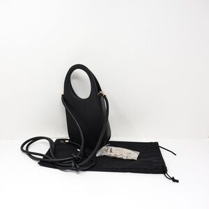 Bandolier Julian Circle Top Handle Convertible Crossbody Leather Purse Bag Black